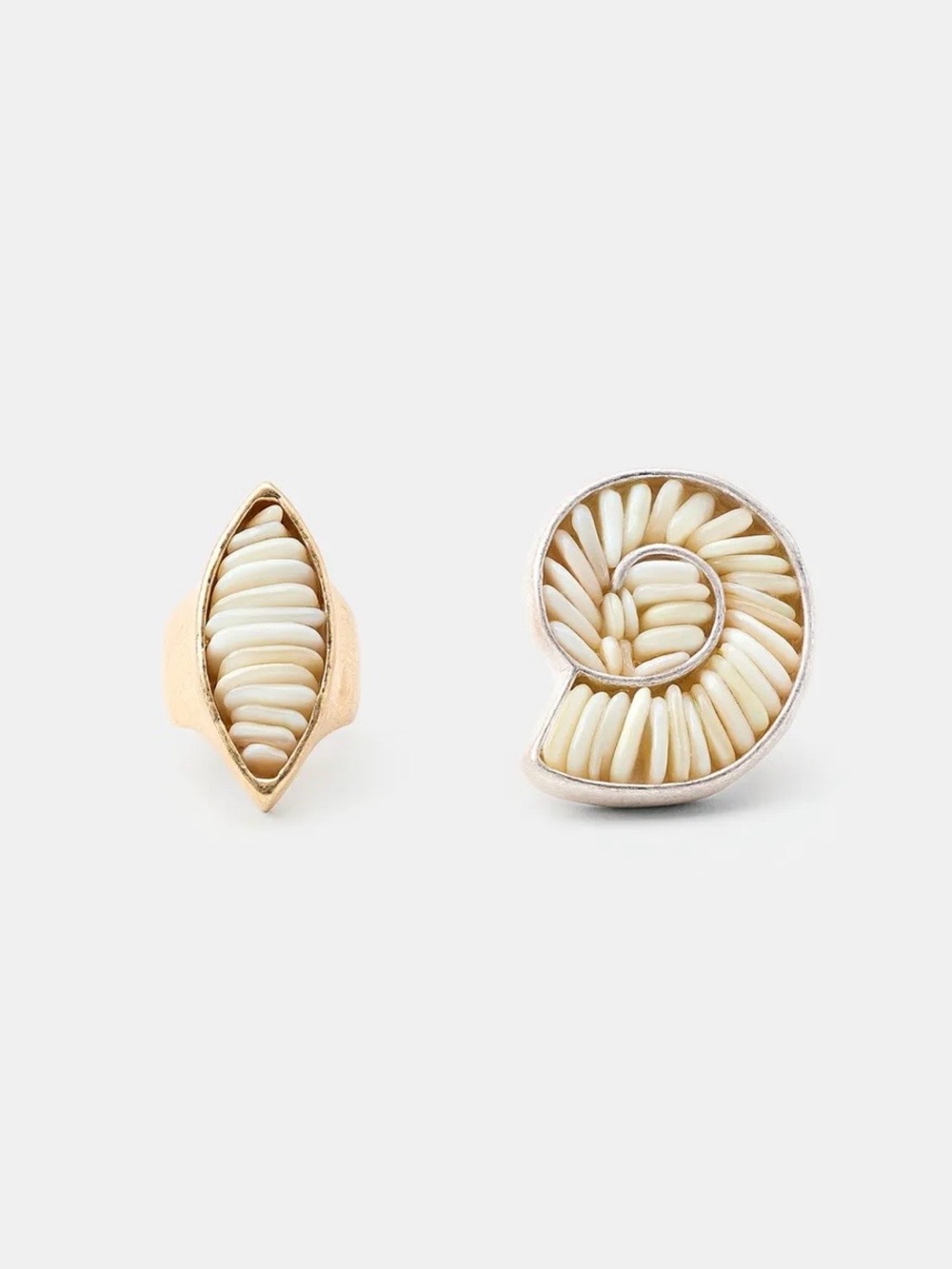 NWT ZARA Gold Seashell Statement Ring Set | Coastal Resort Chic